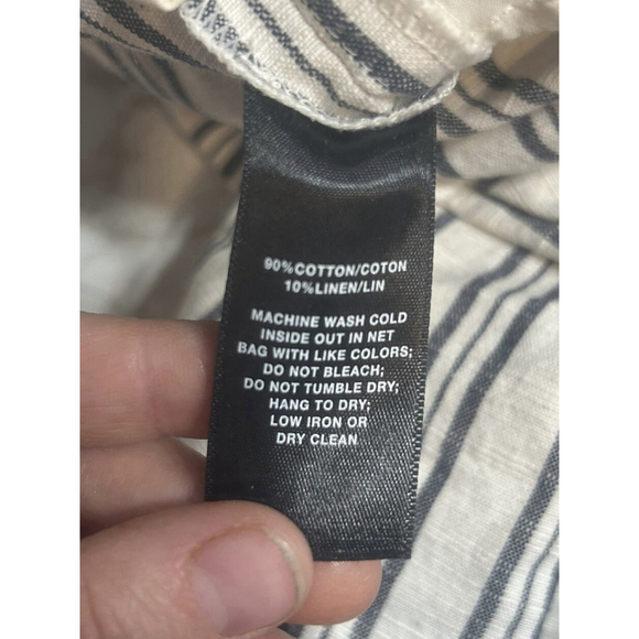 Lafayette 148 Size 6 Linen Blend Striped Wide Leg Pants - Picture 3 of 9